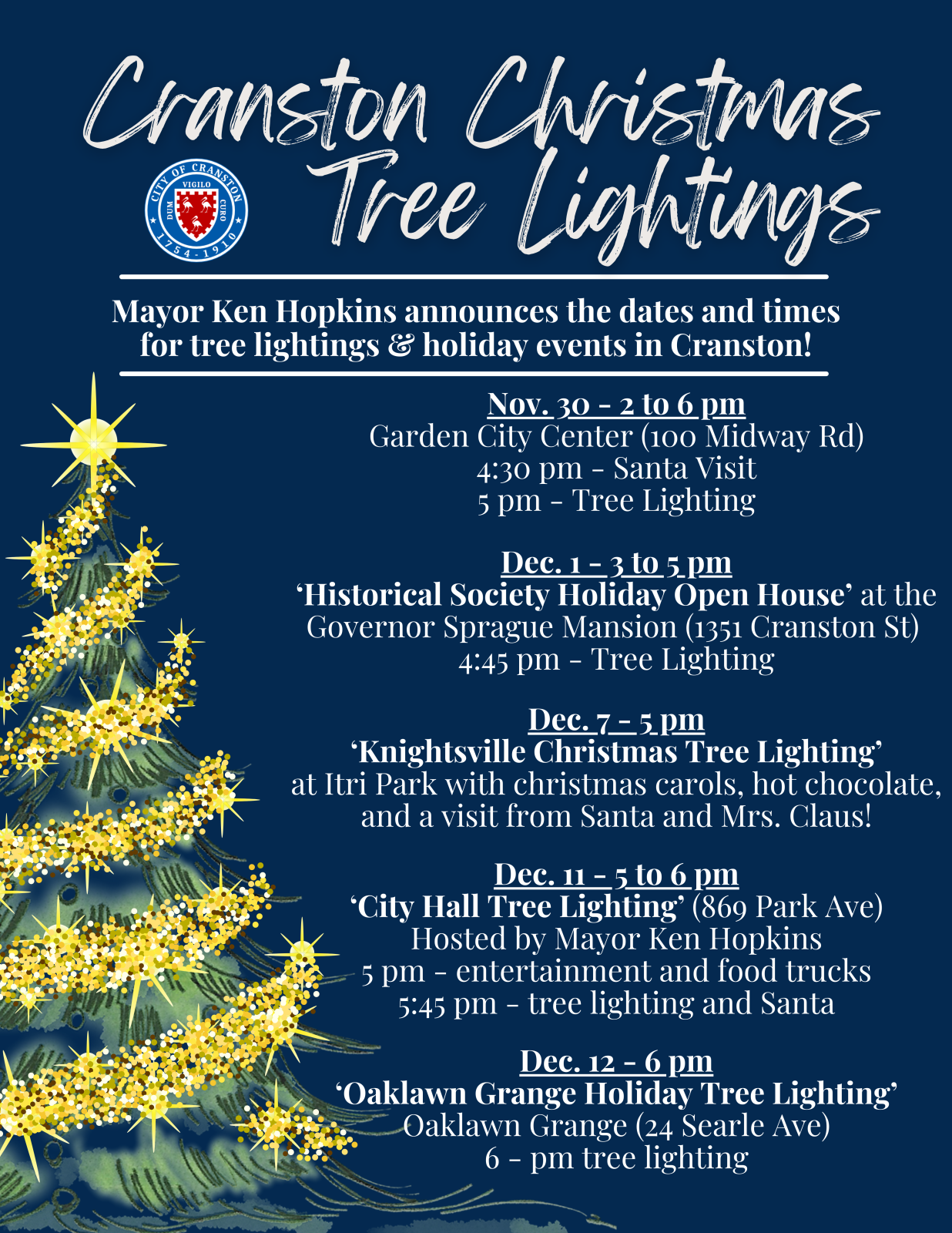 Dec. 11 City Hall Tree Lighting CANCELED Due to Weather Forecast